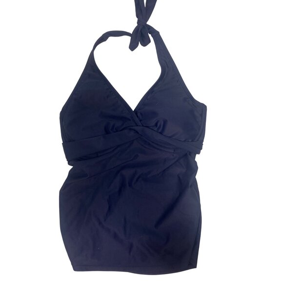 Athleta Navy Halter Tankini Swim Top 32D/DD Wired Bra - Picture 1 of 16